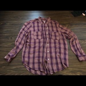 Thin maroon and mauve flannel